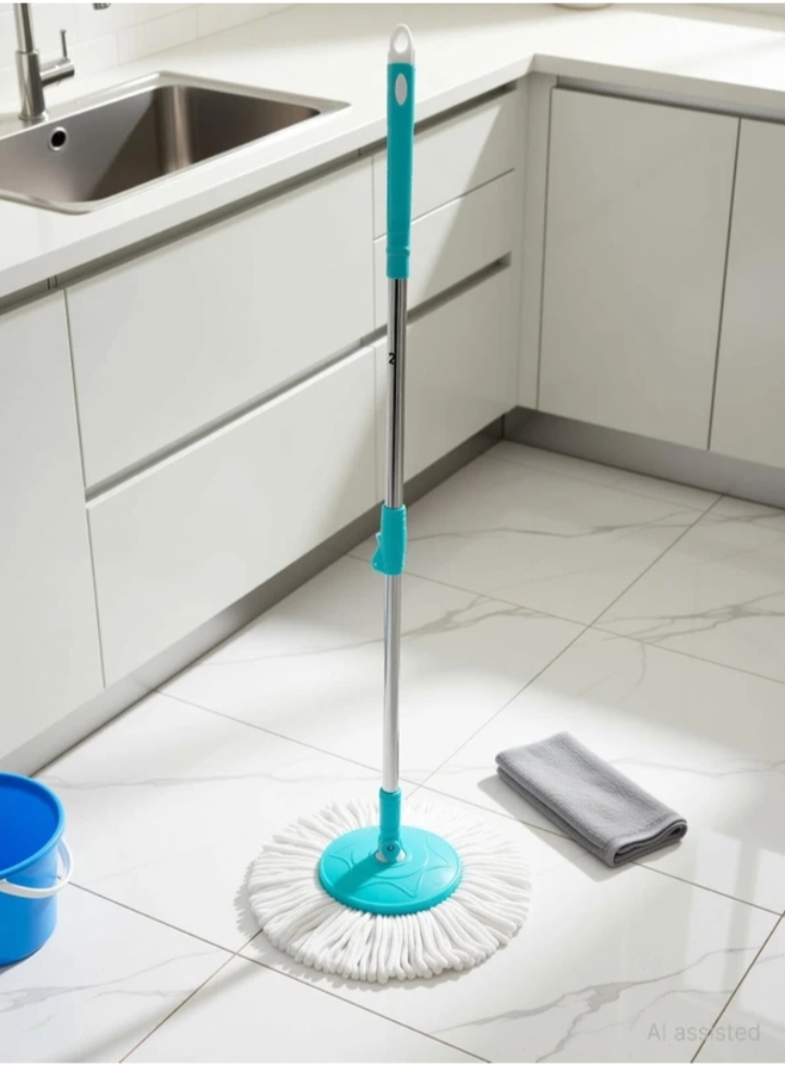 Super Spin Mop-Mop Stick Wet & Dry Cleaning Mop Mops Pocha 1 Microfiber Refill Mop Set (Blue)