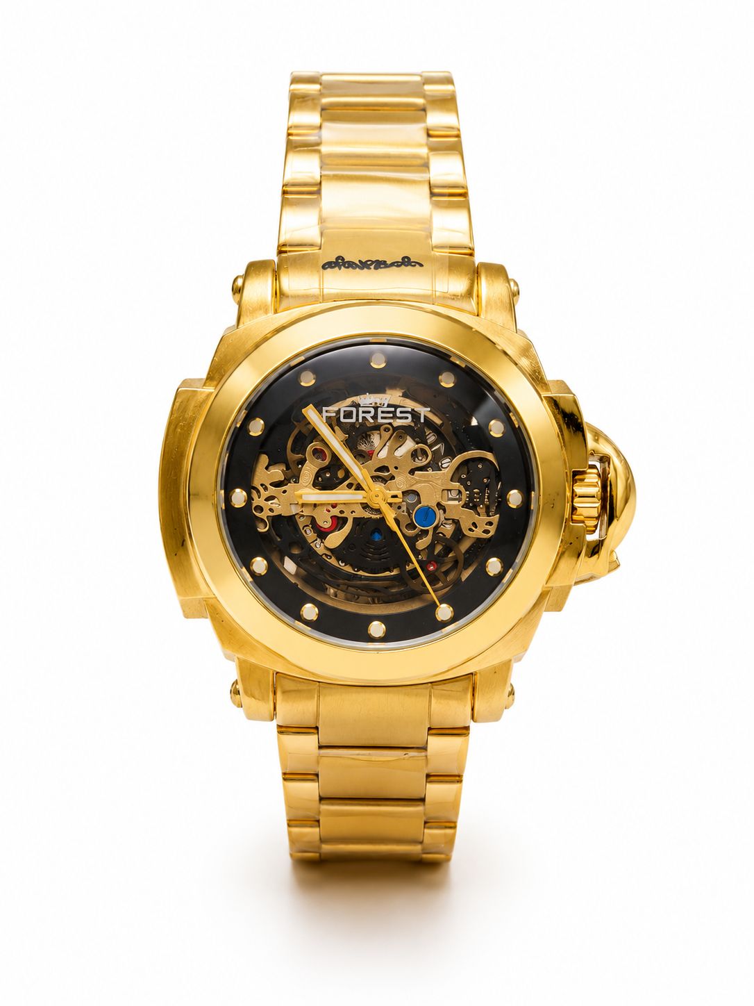 Forest big watch (men)  with 1pc pen (kalom ) free and golden colour watch chain