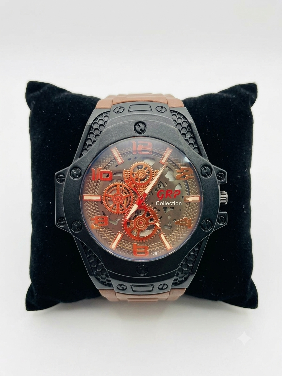GRP collection watch (men) orange and black colour belt