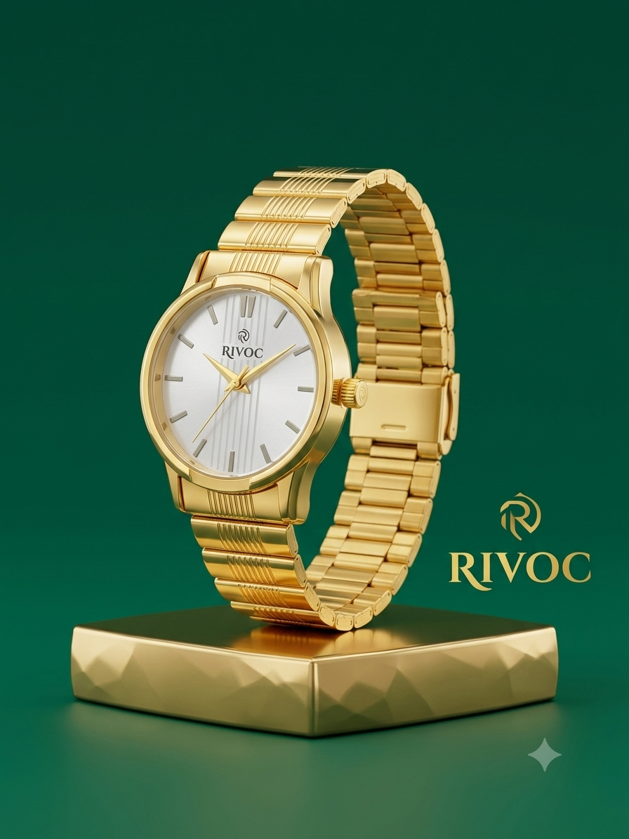 Rivoc watch (men) golden colour chain