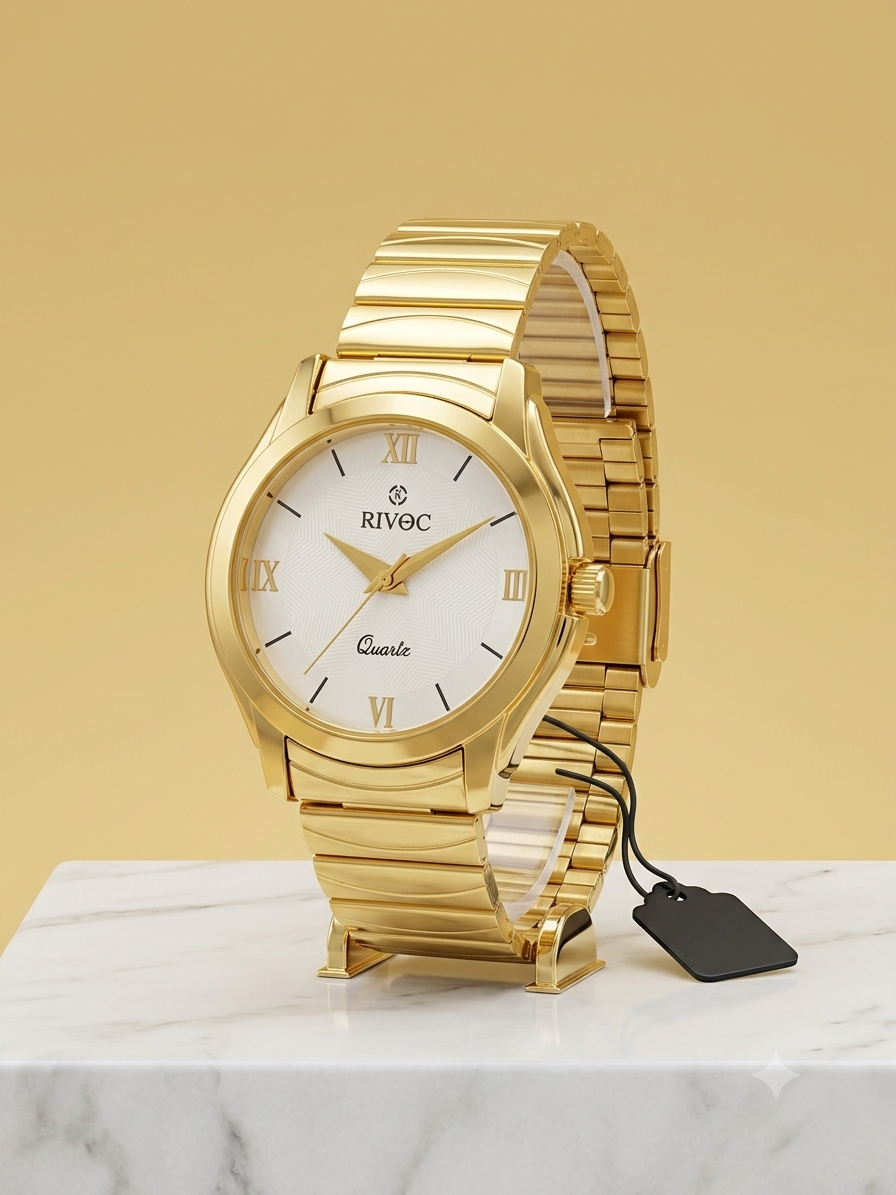 Rivoc watch (men) golden colour chain