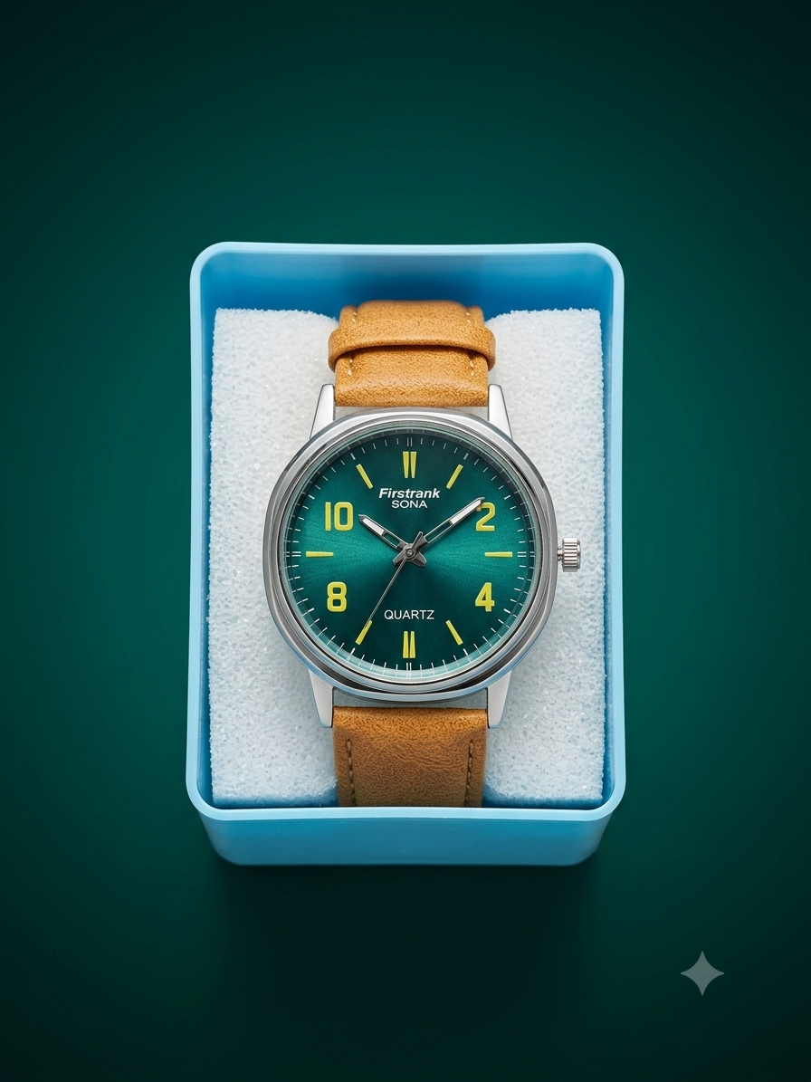 Firsttrank sona watch (men) black and deep yellow belt