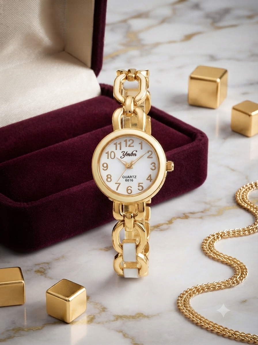 Ymbn watch for women golden colour chain
