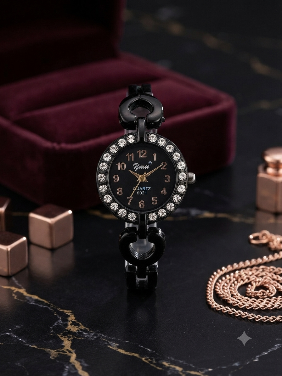 Ymn watch for women black colour chain