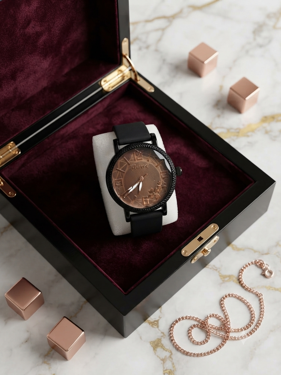 Watch for women black colour belt