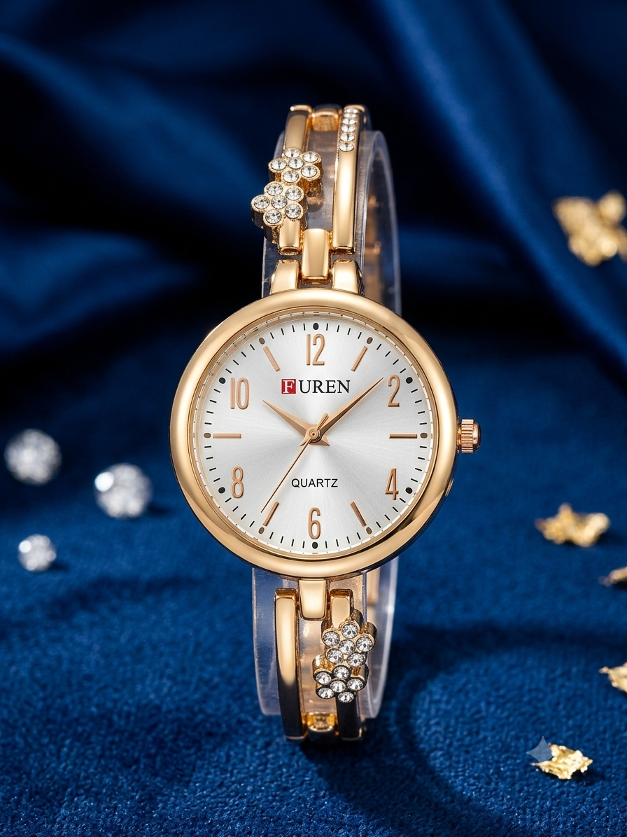 Furen watch for women golden colour chain