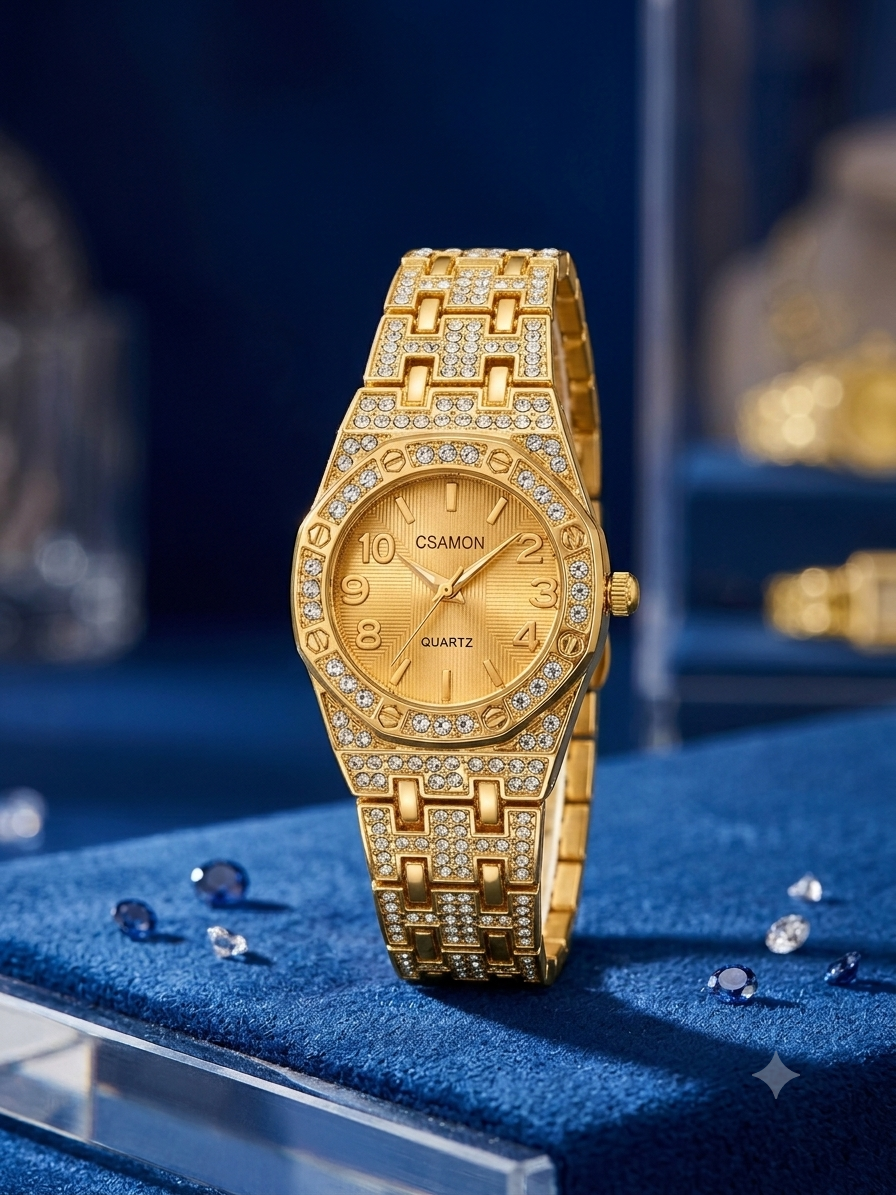 CSamon watch for women golden colour chain
