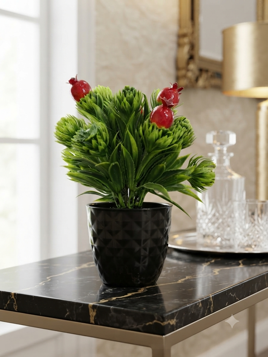 Flower black tob and yellow red cherry tree for home decorated (pack of 1 )
