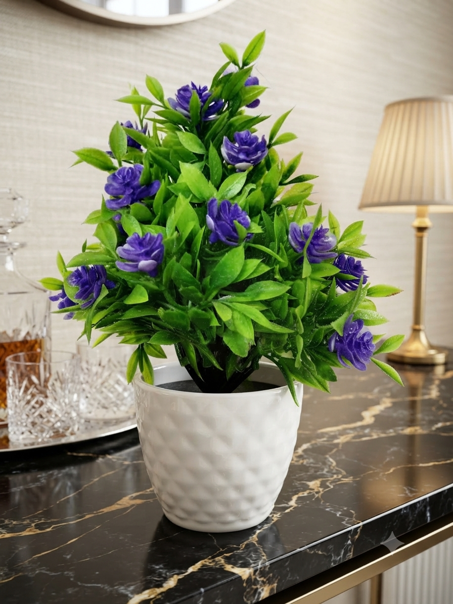 Flower White tob and  blue flower  tree for home decorated (pack of 1 )