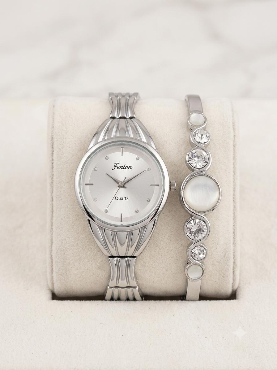 Fenton watch with 1 pc  bracelet for women still colour chain