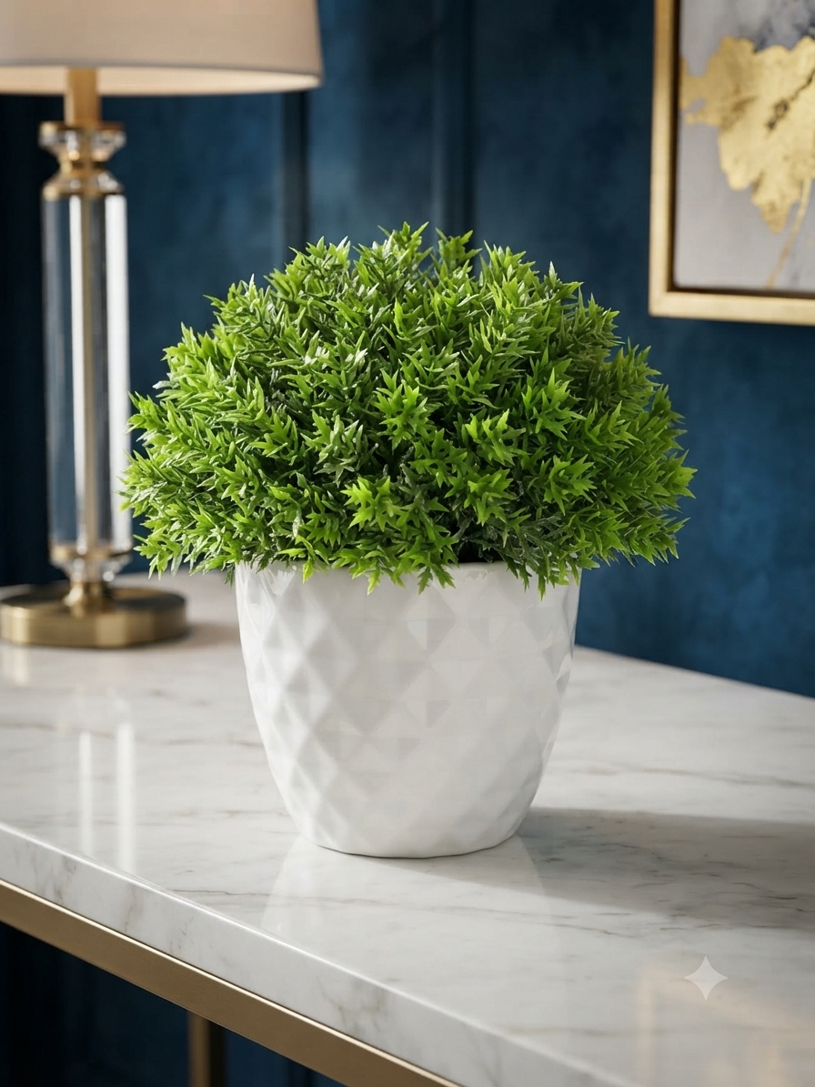 Flower White tob and green colour tree for home decorated (pack of 1 )