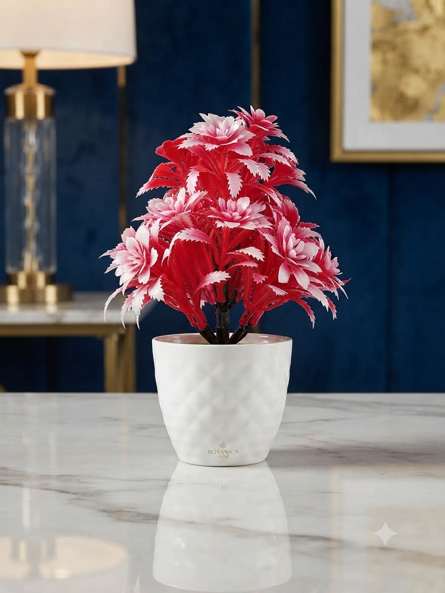 Flower White tob and red colour tree for home decorated (pack of 1 )