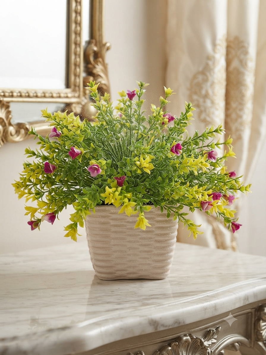 Flower White tob and green colour tree for home decorated (pack of 1 )