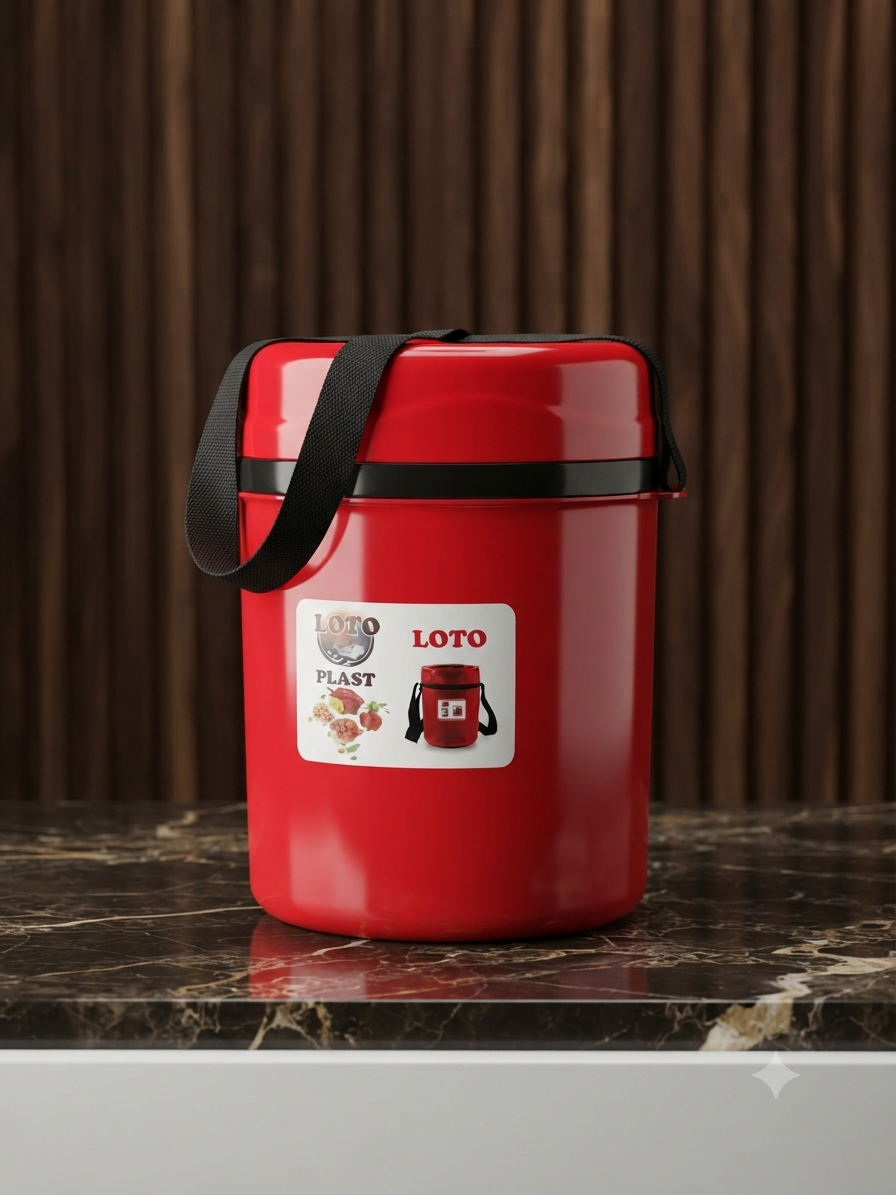 Hello Plast Loto Lunch Box  red colour set of 4 pc