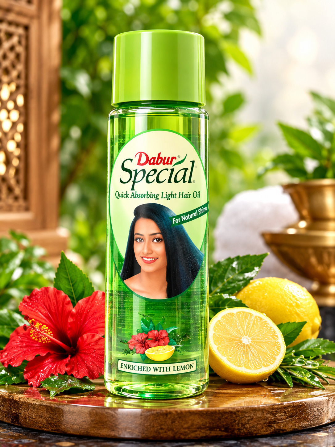 Dabur Special Quick Absorbing Light Hair Oil 100ml - Enriched with Lemon & Hibiscus for Natural Shine