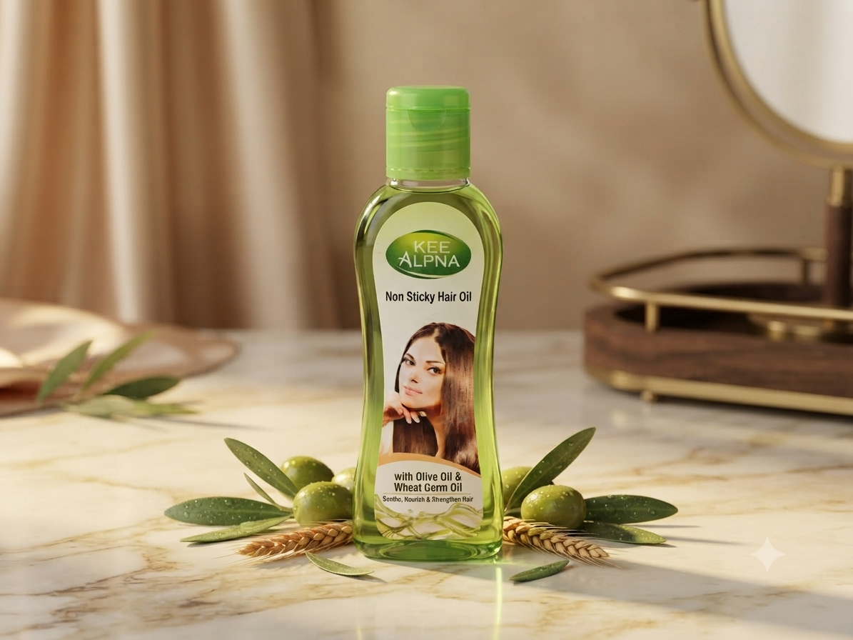 Kee Alpna Non Sticky Hair Oil 180ml - With Olive Oil & Wheat Germ Oil