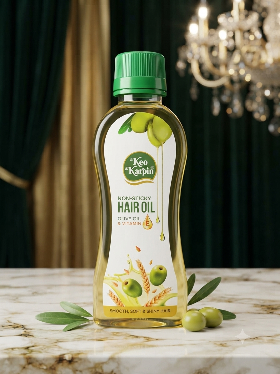 Keo Karpin Non-Sticky Hair Oil 100ml - Smooth, Soft & Shiny Hair with Olive Oil & Vitamin E
