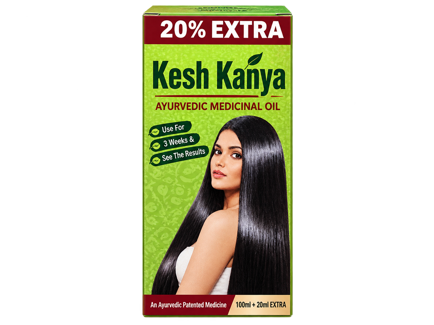 Kesh Kanya Ayurvedic Medicinal Oil 100ml + 20ml Extra - Use For 3 Weeks & See The Results