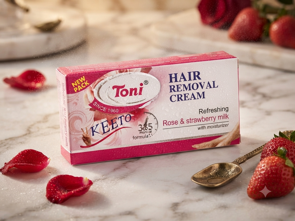 Toni Keeto Hair Removal Cream - Refreshing Rose & Strawberry Milk With Moisturizer